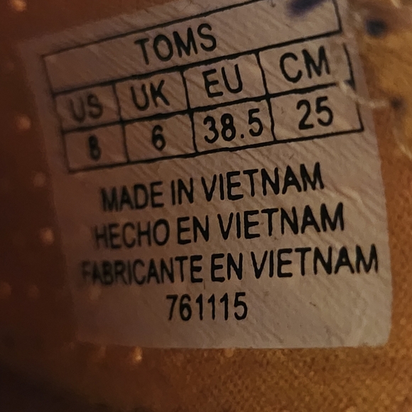 TOMS Blue and White Patterned Canvas Slip-On Shoes Women's 8 Nearly New - Picture 2 of 12